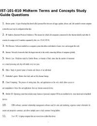 IST-101-010 Midterm Terms and Concepts Study Guide With Correct Answers