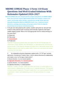 NBOME COMSAE Phase 1 Form 110 Exam Questions And Well Graded Solutions With Rationales Upd