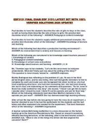 EDF3151 FINAL EXAM (EDF 3151) LATEST SET WITH 100% VERIFIED SOLUTIONS 2026 UPDATE!!