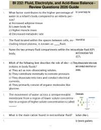 BI 232: Fluid, Electrolyte, and Acid-Base Balance - Review Questions 2026 Guide