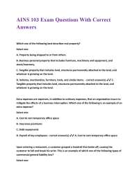 AINS 103 Exam Questions With Correct Answers.