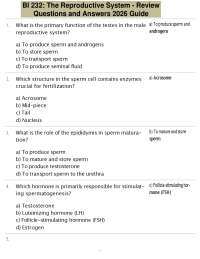 BI 232: The Reproductive System - Review Questions and Answers 2026 Guide