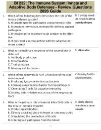BI 232: The Immune System: Innate and Adaptive Body Defenses - Review Questions 2026 Guide