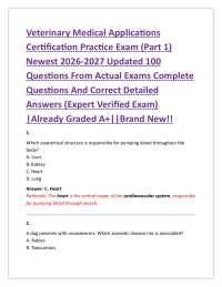 Veterinary Medical Applications Certification Practice Exam (Part 1) Newest 2026-2027 Up