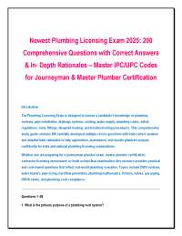 Newest Plumbing Licensing Exam 2025: 200 Comprehensive Questions with Correct Answers & I