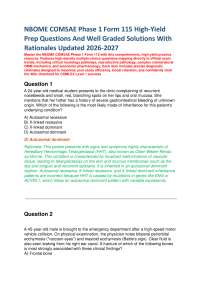NBOME COMSAE Phase 1 Form 115 High-Yield Prep Questions And Well Graded Solutions With