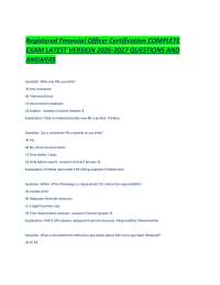 Registered Financial Officer Certification COMPLETE EXAM LATEST VERSION 2026-2027 QUESTION