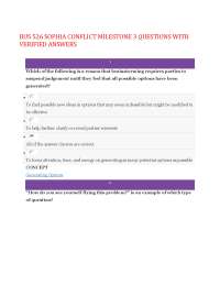 BUS 526 SOPHIA CONFLICT MILESTONE 3 QUESTIONS WITH VERIFIED ANSWERS,100%CORRECT