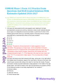 COMSAE Phase 1 Form 112 Practice Exam Questions And Well Graded Solutions With Rationale