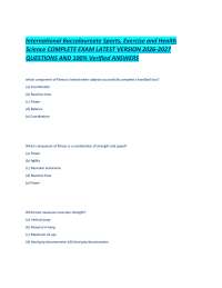 International Baccalaureate Sports, Exercise and Health Science COMPLETE EXAM LATEST VERSI