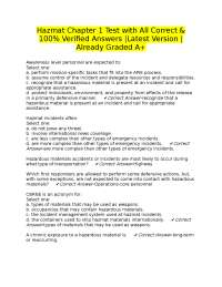 Hazmat Chapter 1 Test with All Correct & 100% Verified Answers |Latest Version |Already Gr