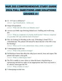 NUR 283 COMPREHENSIVE STUDY GUIDE 2026 FULL QUESTIONS AND VERIFIED ANSWERS. GRADED A+