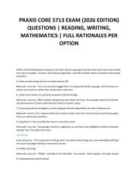 PRAXIS CORE 5713 EXAM (2026 EDITION) QUESTIONS | READING, WRITING, MATHEMATICS | FULL RATI