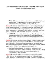 CHEM 202 Organic Chemistry II FINAL EXAM 2026 with questions and well verified answers act