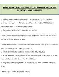 BMW Associate Level ASE Test Exam Questions & Answers (PDF) | 2026 Prep
