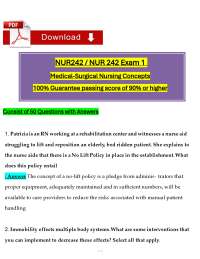 NUR 242 MedSurg Exam 1 – 55 Questions & Answers – Galen College Nursing