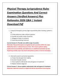 Physical Therapy Jurisprudence Rules Examination Questions And Correct Answers
