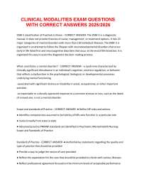 CLINICAL MODALITIES EXAM QUESTIONS WITH CORRECT ANSWERS 2025/2026