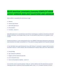North American Veterinary Licensing COMPLETE EXAM LATEST VERSION 2026-2027 QUESTIONS AND A