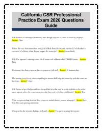 California CSR Professional Practice Exam 2026 Questions Guide