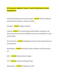 GA Insurance Adjuster Course: Practice Questions, Answer Explanations
