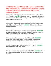 CFT MONITOR CERTIFICATION LATEST QUESTIONS AND ANSWERS |A+ GRADED |BRAND NEW, Exams of Mil