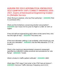 AUBURN PRE-SOLO AERONAUTICAL KNOWLEDGE TEST EXAM WITH 100% CORRECT ANSWERS 2026-2027, Exam