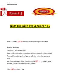 NIMS Training Exam – Questions and Answers (A+ Grade)