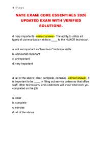 NATE EXAM: CORE ESSENTIALS 2026 UPDATED EXAM WITH VERIFIED SOLUTIONS.
