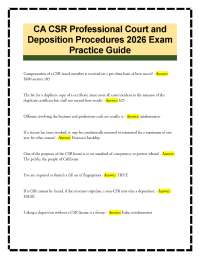 CA CSR Professional Court and Deposition Procedures 2026 Exam Practice Guide