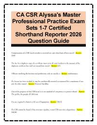 CA CSR Alyssa's Master Professional Practice Exam Sets 1-7 Certified Shorthand Reporter 20