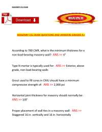 Masonry CSL Exam – Questions and Answers (A+ Grade)