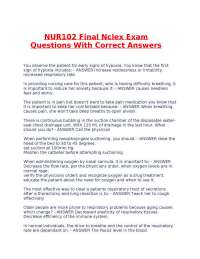 NUR102 Final Nclex Exam Questions With Correct Answers.