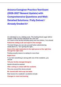 Arizona Caregiver Practice Test Exam (2026-2027) with Comprehensive Questions and Answers