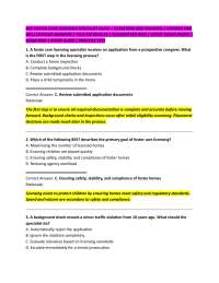 DCF FOSTER CARE LICENSING SPECIALIST EXAM – QUESTIONS AND ANSWERS | VERIFIED AND WELL DET