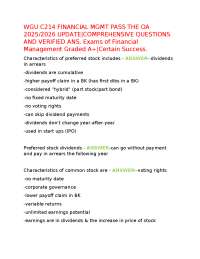 WGU C214 FINANCIAL MGMT PASS THE OA 2025/2026 UPDATE|COMPREHENSIVE QUESTIONS AND VERIFIED