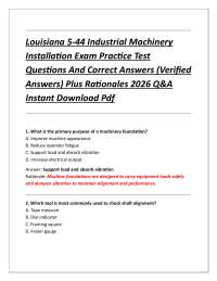 Louisiana 5-44 Industrial Machinery Installation Exam Practice Test Questions And Correc