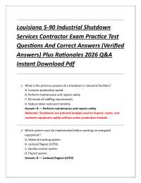 Louisiana 5-90 Industrial Shutdown Services Contractor Exam Practice Test Questions And