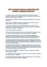 CEM 142 EXAM 2 WITH ALL QUESTIONS AND CORRECT ANSWERS 2026-2027!!