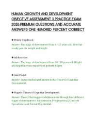HUMAN GROWTH AND DEVELOPMENT OBJECTIVE ASSESSMENT 3 PRACTICE EXAM 2026 PREMIUM QUESTIONS A