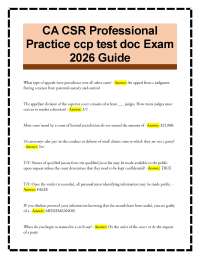 CA CSR Professional Practice ccp test doc Exam 2026 Guide