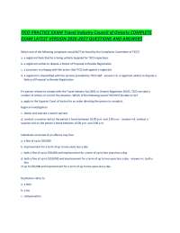 TICO PRACTICE EXAM Travel Industry Council of Ontario COMPLETE EXAM LATEST VERSION 2026-20