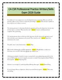 CA CSR Professional Practice Written/Skills Exam 2026 Guide