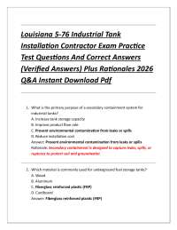Louisiana 5-76 Industrial Tank Installation Contractor Exam Practice Test Questions And