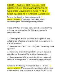 CRMA - Auditing RM Process, ISO 31000, OECD Risk Management and Corporate Governance, King