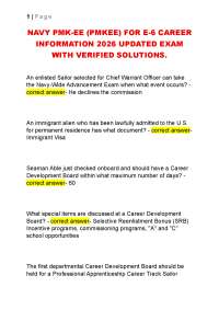 NAVY PMK-EE (PMKEE) FOR E-6 CAREER INFORMATION 2026 UPDATED EXAM WITH VERIFIED SOLUTIONS