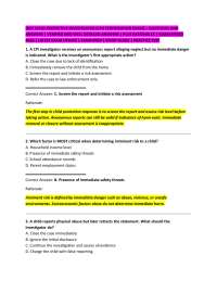 [DCF CHILD PROTECTIVE INVESTIGATOR (CPI) CERTIFICATION EXAM] – QUESTIONS AND ANSWERS | VE