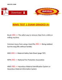NIMS Test 1 Exam – Questions and Answers (A+ Grade)