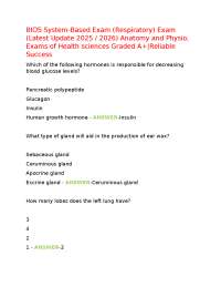 BIOS System-Based Exam (Respiratory) Exam (Latest Update 2025 / 2026) Anatomy and Physio,