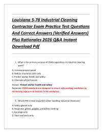 Louisiana 5-78 Industrial Cleaning Contractor Exam Practice Test Questions And Correct A